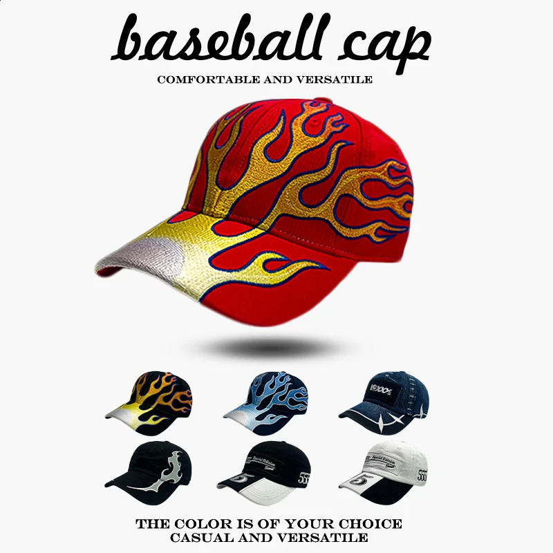 Sunshade Street Versatile Personal Peaked Caps Fashion ins Men Women American Letter Embroidery Flame Thorn Baseball Hats 260129