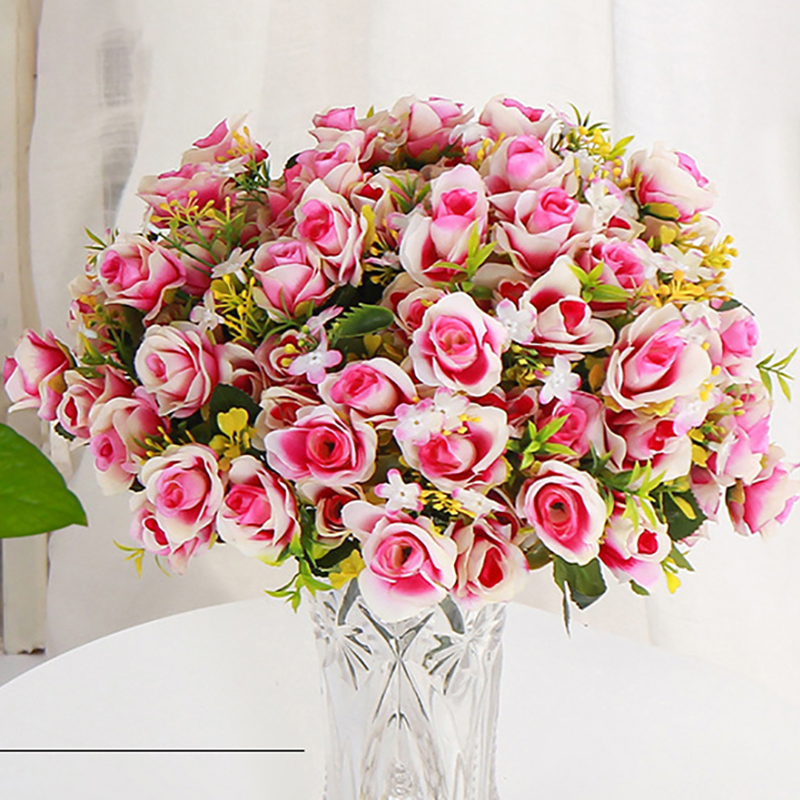10 Heads Artificial Mini Rose Flower Bouquet Simulation Flower Wholesale for Table Centerpieces Home Wedding Bouquets Party Table Decor DIY Floral Arrangement