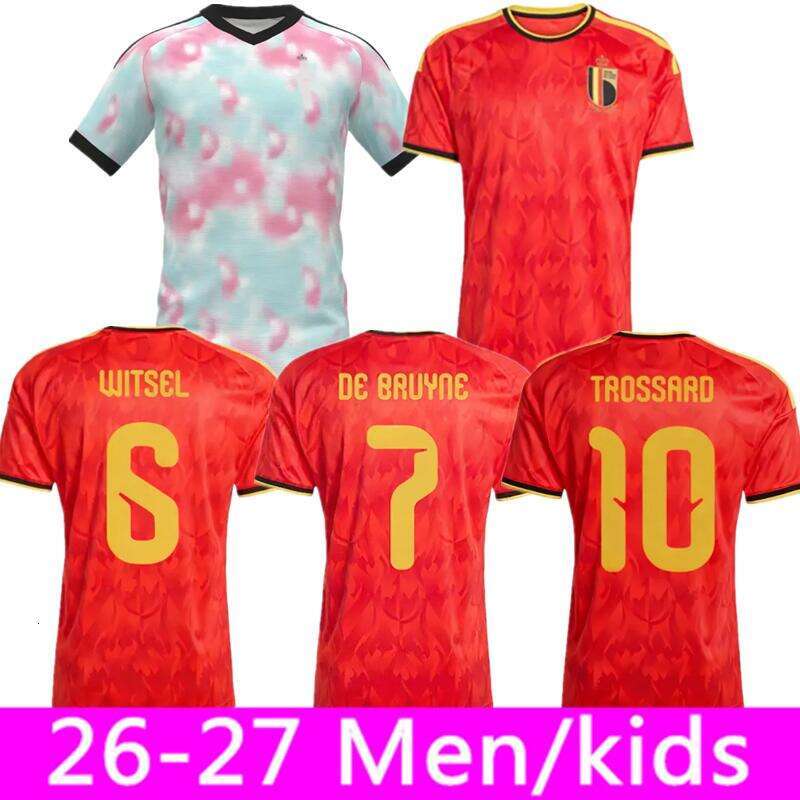 2026 Belgium World Cup Soccer Jerseys DE BRUYNE R. LUKAKU E. HAZARD 25 26 27 MERTENS BATSHUAYI TIELEMANS T.HAZARD Fans Player Football Shirt Uniform Men Kids