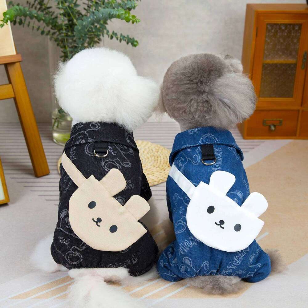 Famous brand PC Lot Winter Pet Clothes Warm Denim Jumpsuit for Small Dog Jeans Jacket Cotton Coat Chihuahua Outfits pupakaIK