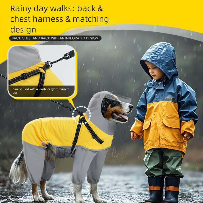 Famous brand Year of the Snake New Dog Cross Border Pet Supplies Medium and Large Dogs Can Be Towed Four Legged Raincoat with Transparent Mask pupakaI