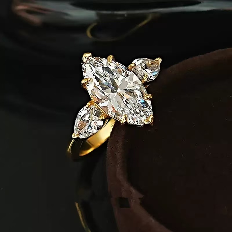 Gia Igi Certified CVD HPHT Lab Grown Marquise Cut Diamond Engagement Ring for Women 14K 18K Solid Gold Rings Solitaire Style