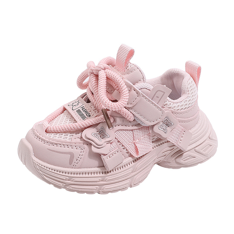 Childrens casual shoes childrens sports shoes suitable for girls pink white shoes mesh breathable running short Youth Sport Shoes Big Size 22-30