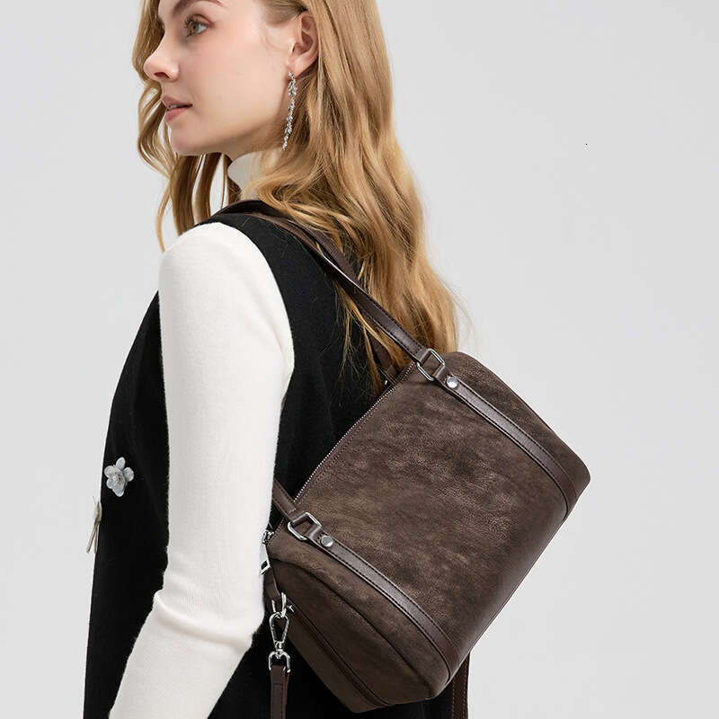Luxury Shoulder Bags Totes Cross Border Autumn Winter New Genuine Leather Large Capacity Crossbody Simple Retro Suede Cowhide Boston Women S Bag SENYY