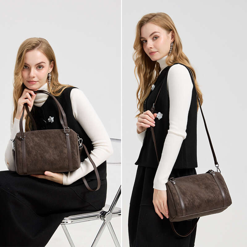 Luxury Shoulder Bags Totes Cross Border Autumn Winter New Genuine Leather Large Capacity Crossbody Simple Retro Suede Cowhide Boston Women S Bag SENYY