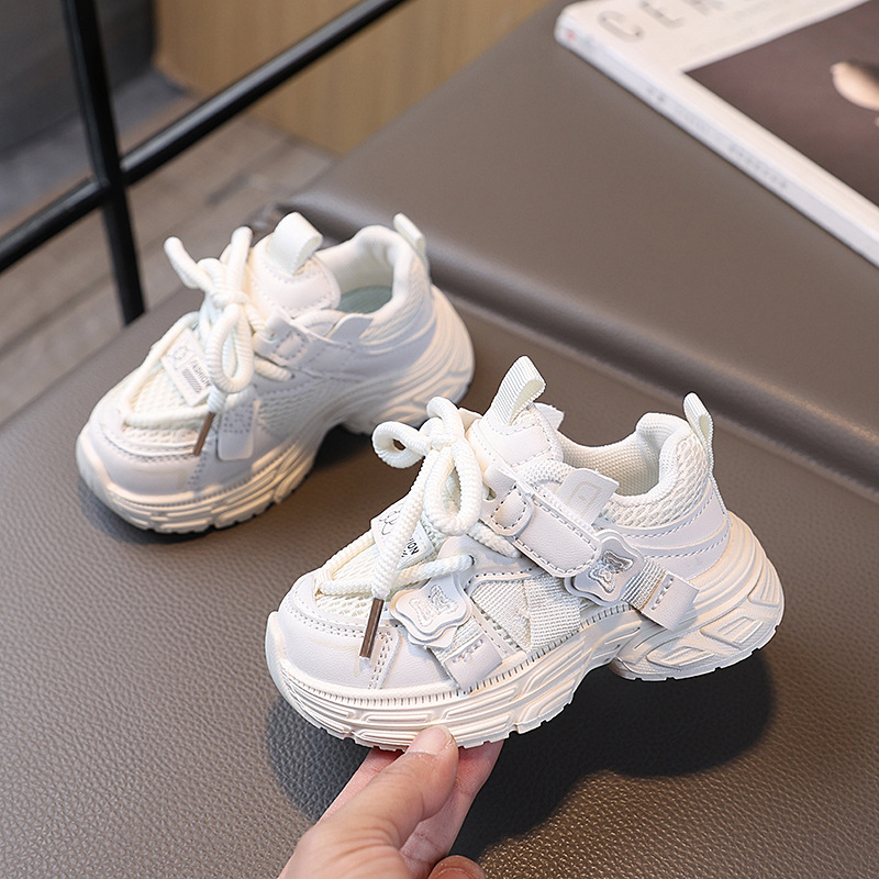 Childrens casual shoes childrens sports shoes suitable for girls pink white shoes mesh breathable running short Youth Sport Shoes Big Size 22-30