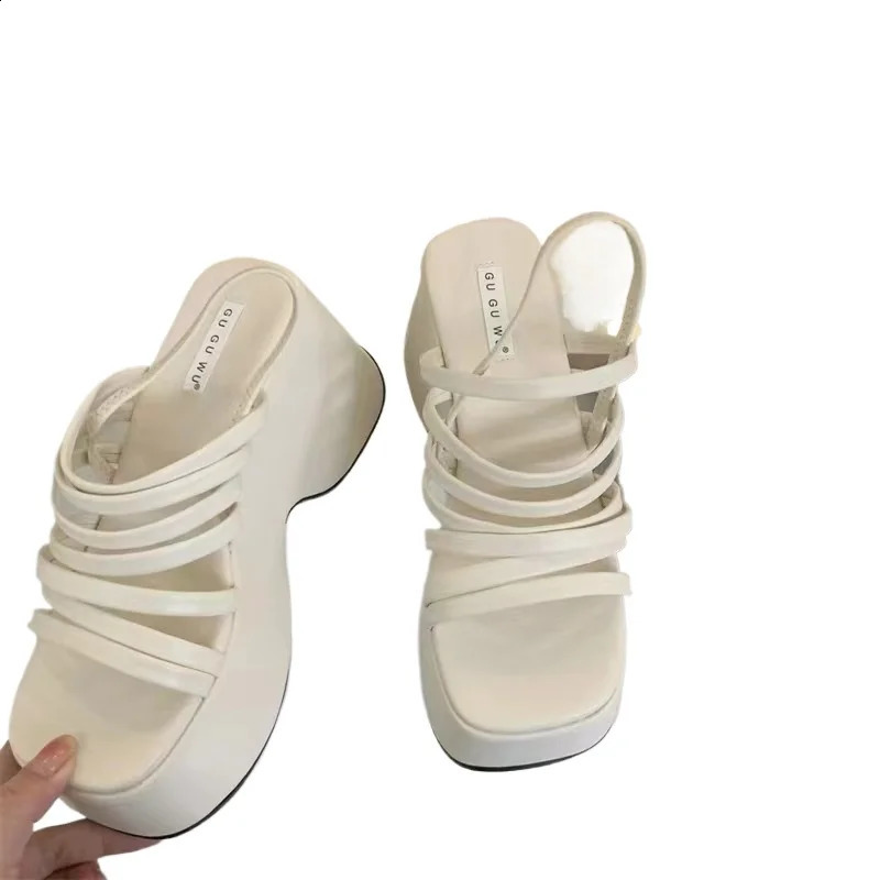 Beach Fashion Water proof Roman Sandals Womens Chunky Heels Fashion High Heeled Slippers Slope heel Casual Sandalias 260306