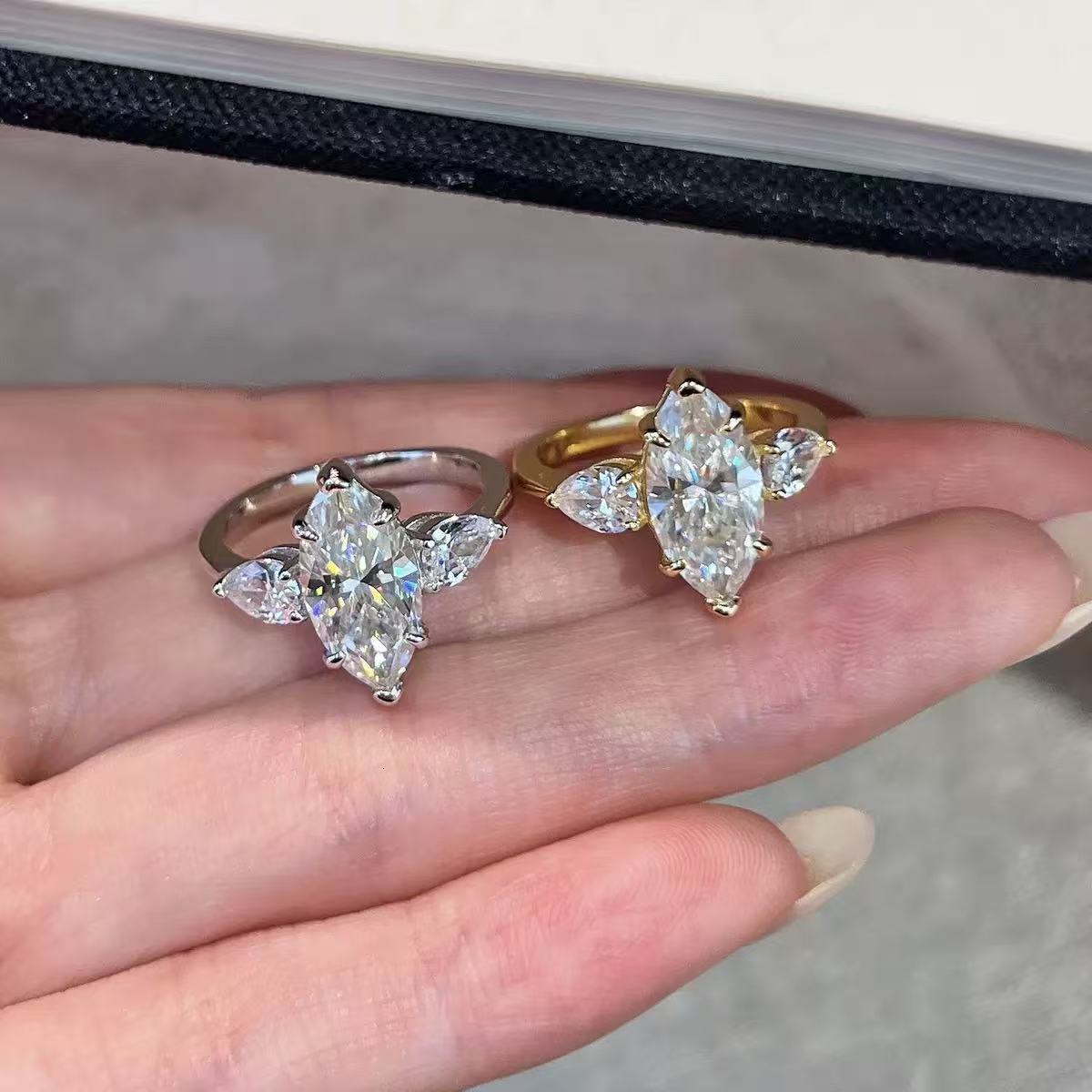 Gia Igi Certified CVD HPHT Lab Grown Marquise Cut Diamond Engagement Ring for Women 14K 18K Solid Gold Rings Solitaire Style