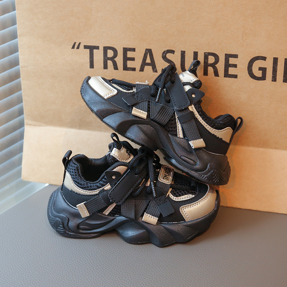 Free shipping Outdoor Kids Athletic shoes spring autumn children shoe Black boys girls sports breathable kid baby youth casual trainers toddlers infan