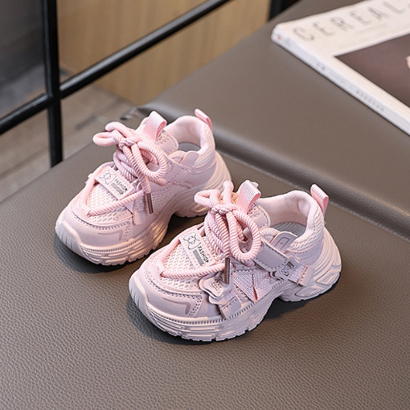 Childrens casual shoes childrens sports shoes suitable for girls pink white shoes mesh breathable running short Youth Sport Shoes Big Size 22-30