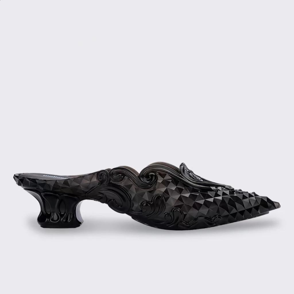 Women Sandals 2025 Spring Melissa Woman Slingback Shoes Fashion Ladies High Heels Elegant Med Heel Pointed Toe Slip on Sandal 260130