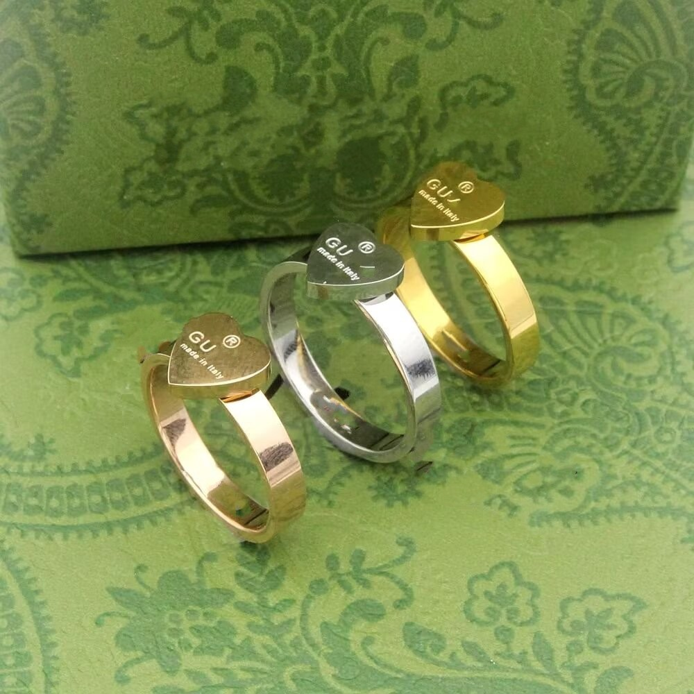 TOP Designer Love Heart Band Ring for Men and Women Fashion Jewelry Unisex Gold Sier Rose Ring Wedding Party Gift heart ring