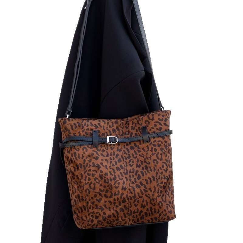 Luxury Shoulder Bags Totes Genuine Leather Women S Autumn Winter New High Quality Matte Cowhide Vintage Style Leopard Print Bucket Bag SENYY