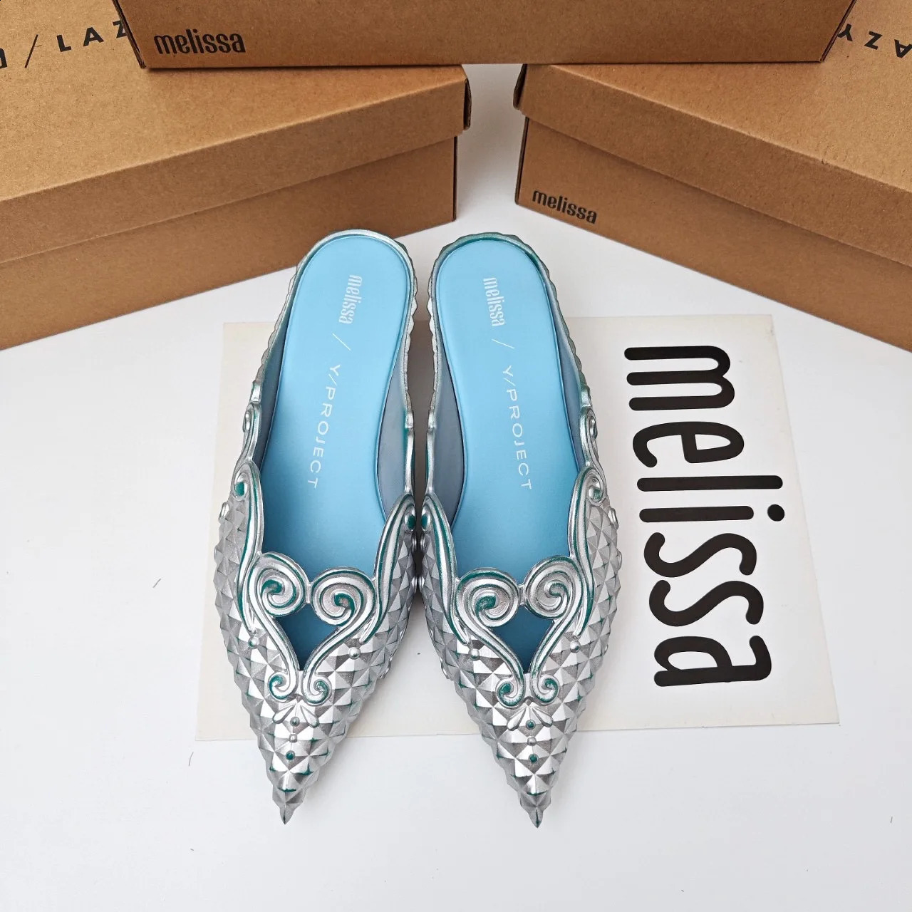 Women Sandals 2025 Spring Melissa Woman Slingback Shoes Fashion Ladies High Heels Elegant Med Heel Pointed Toe Slip on Sandal 260130