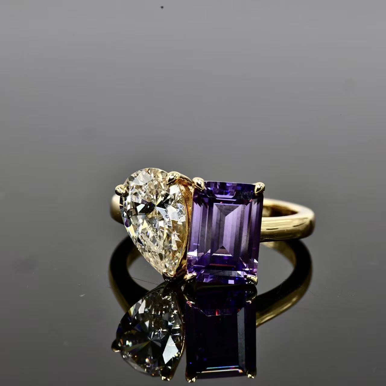 Goldjewelry Factory Wholesale Radiant Cut Good Fire Quality Yellow Moissanite Diamond Stone Rings Women Engagement for Womens
