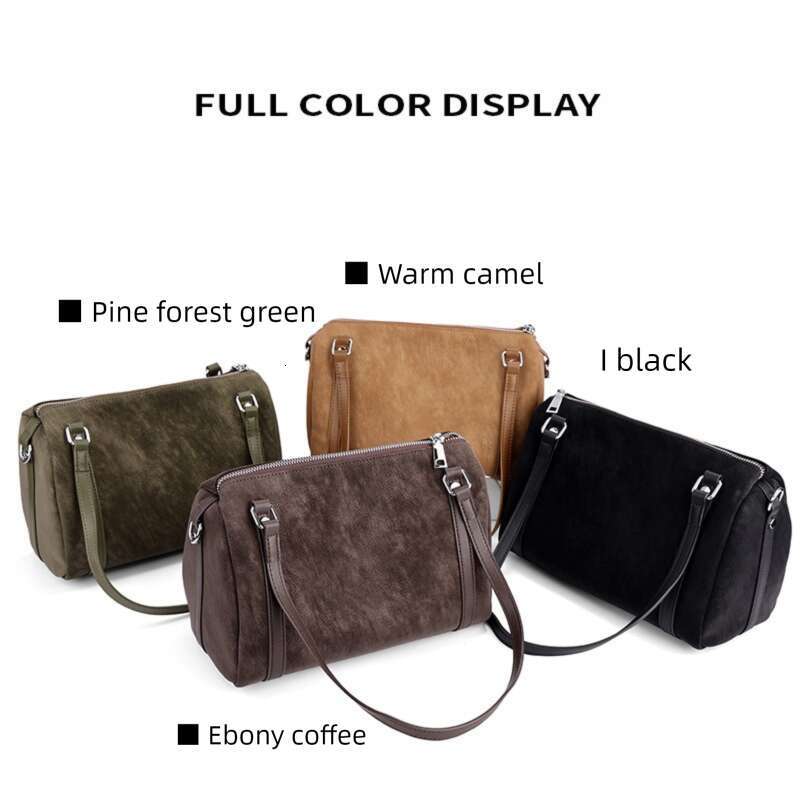 Luxury Shoulder Bags Totes Cross Border Autumn Winter New Genuine Leather Large Capacity Crossbody Simple Retro Suede Cowhide Boston Women S Bag SENYY