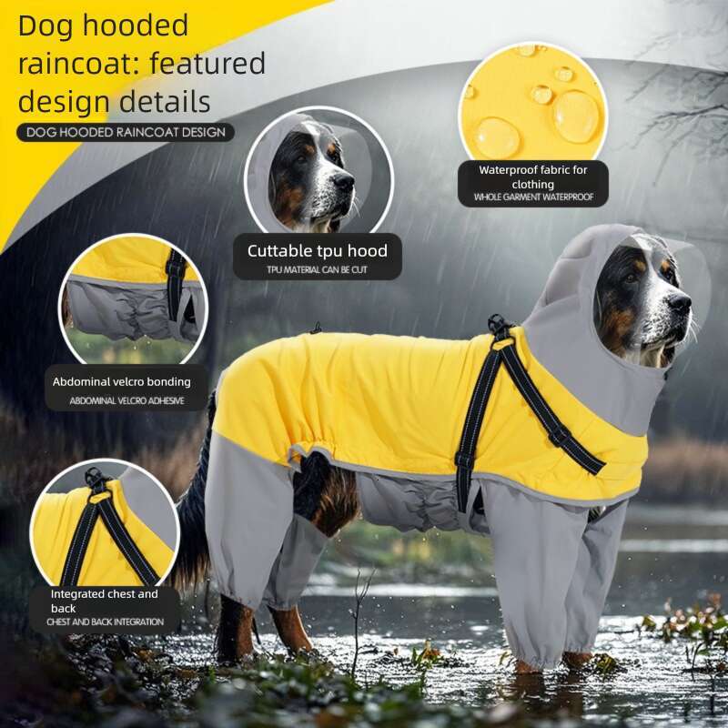 Famous brand Year of the Snake New Dog Cross Border Pet Supplies Medium and Large Dogs Can Be Towed Four Legged Raincoat with Transparent Mask pupakaI