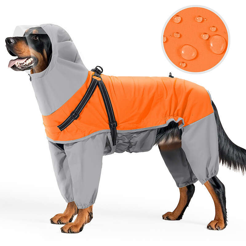 Famous brand Year of the Snake New Dog Cross Border Pet Supplies Medium and Large Dogs Can Be Towed Four Legged Raincoat with Transparent Mask pupakaI