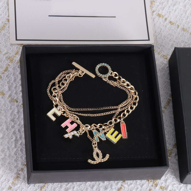 Xiaoxiang 25P New Double C Transparent Crystal Bracelet For Women, Minimalist High-End Light Luxury Style Versatile Fashion Jewelry 318