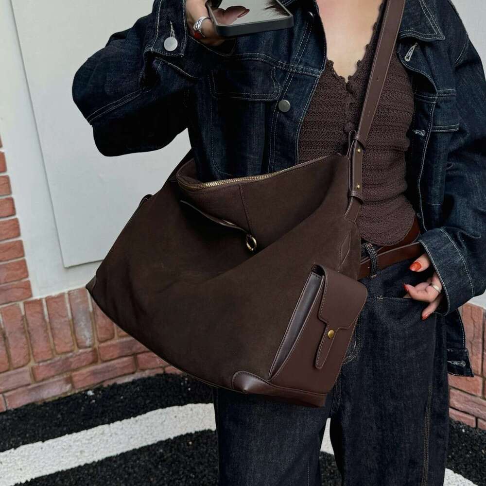 Luxury handbag autumn and winter retro new frosted cowhide shoulder bag, large capacity tote bag, mountain versatile leather women's bag SENYY