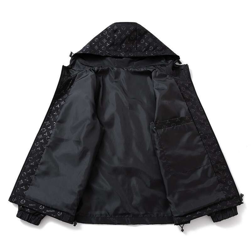 European-Style Jacket, New Autumn Men's Fashion Hooded Coat, Stylish And Trendy Printed Patchwork Top For Young Men