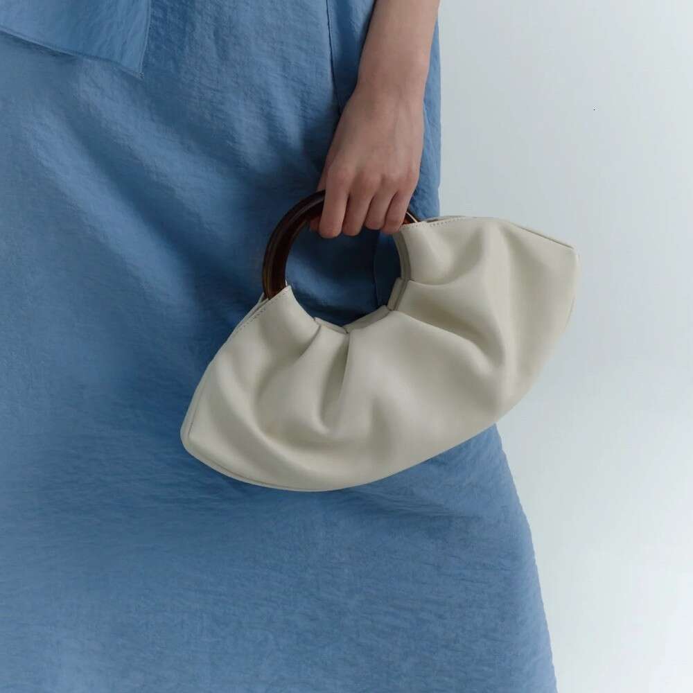 Luxury shoulder bag Hobo French retro pleated large capacity cloud bag dumpling bag round handle cow horn bag premium leather handbag SENYY