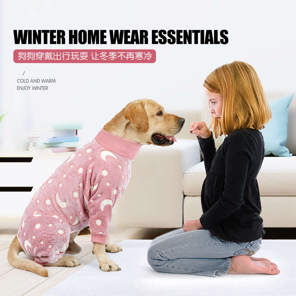 Famous brand cross-border new cross-border pet clothes flannel winter four legged full package home clothes, medium warm small dog cotton clothes pupa
