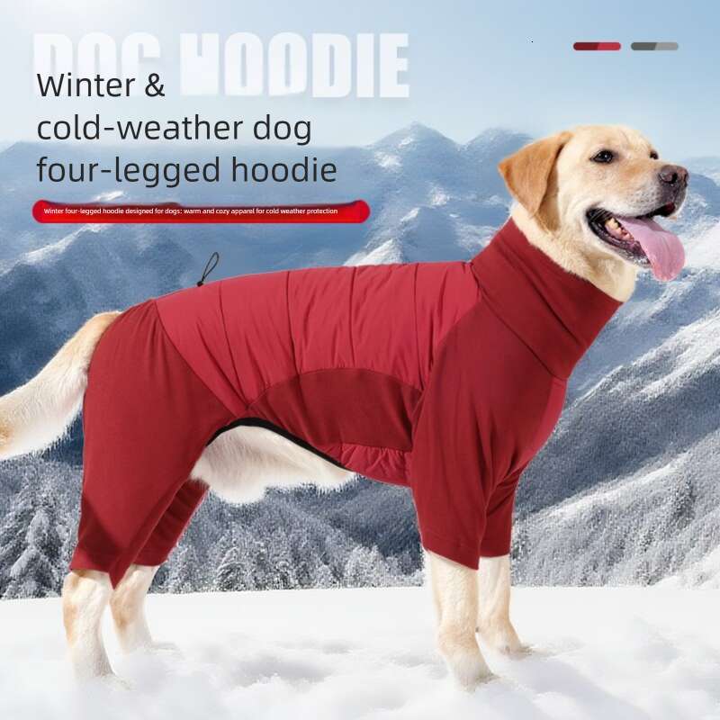 Famous brand Cross Border New Winter Windproof Waterproof Thickened Cotton Coat Four Leg Full Coverage High Collar Adjustable Large Dog Clothes pupaka