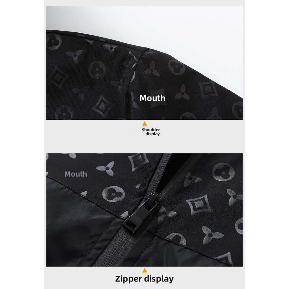 European-Style Jacket, New Autumn Men's Fashion Hooded Coat, Stylish And Trendy Printed Patchwork Top For Young Men