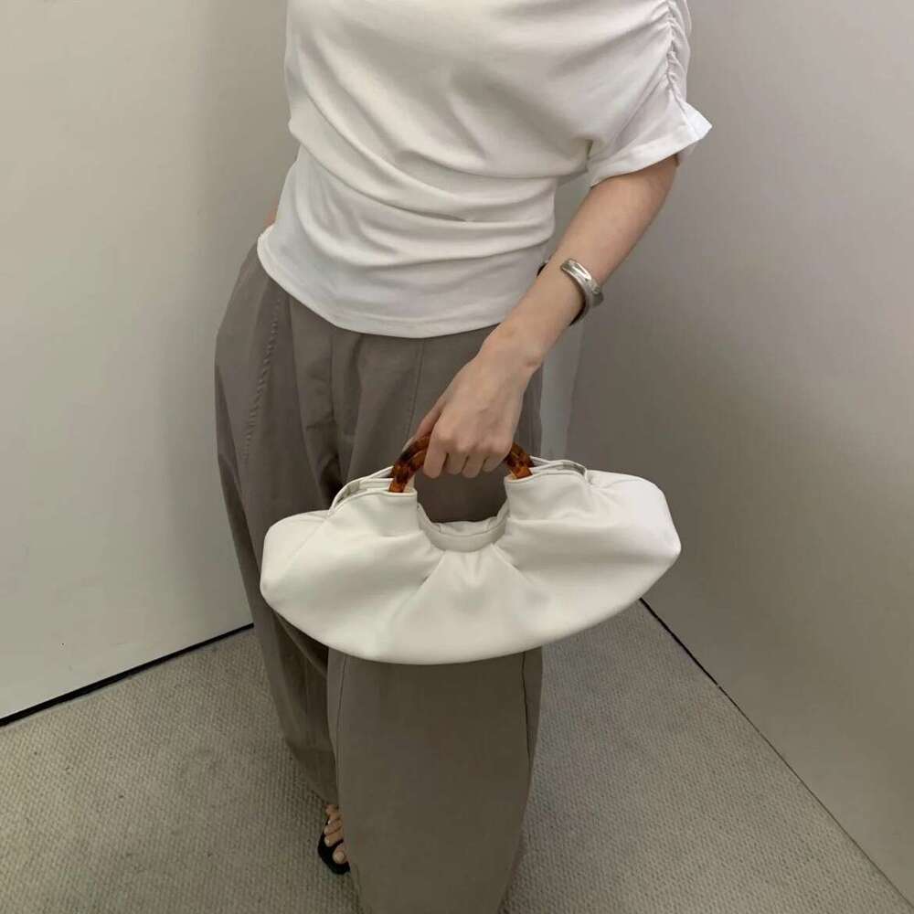 Luxury shoulder bag Hobo French retro pleated large capacity cloud bag dumpling bag round handle cow horn bag premium leather handbag SENYY