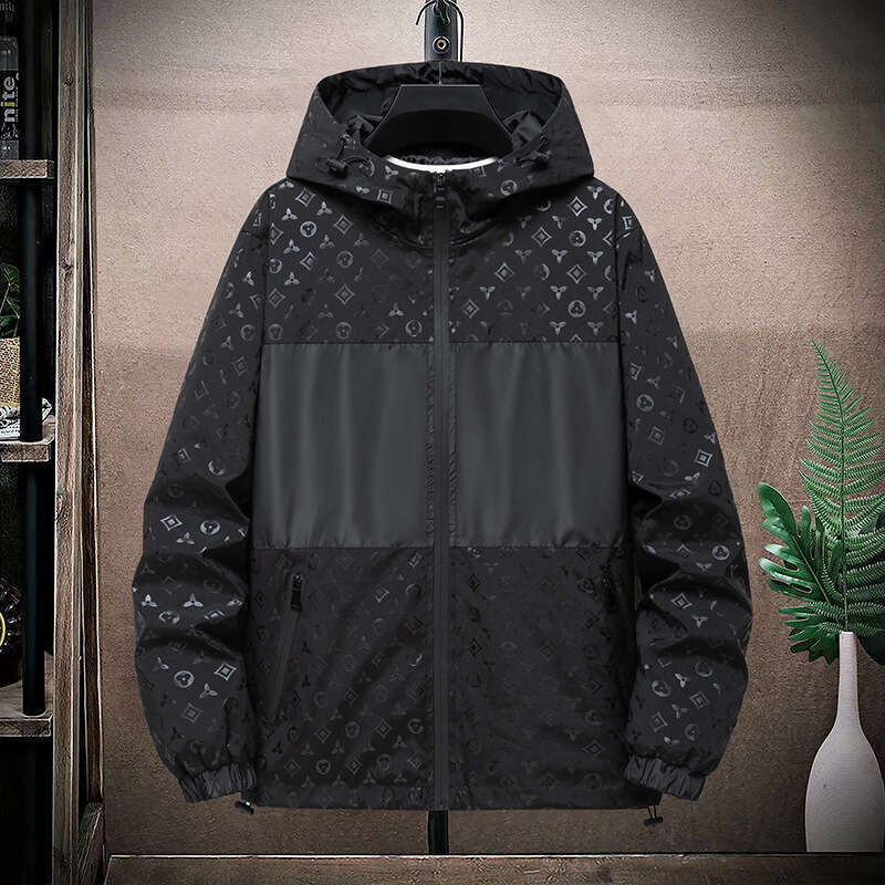 European-Style Jacket, New Autumn Men's Fashion Hooded Coat, Stylish And Trendy Printed Patchwork Top For Young Men