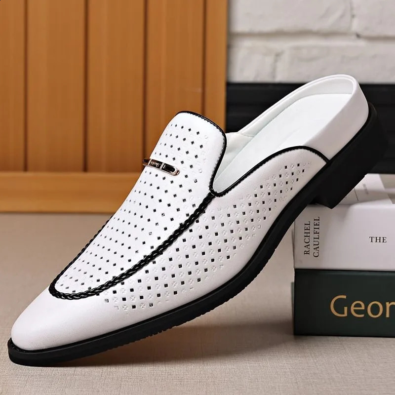 half shoes dress mules for man loafers shoe suit formal slippers for man casual business man slippers outdoor mules homme 260202