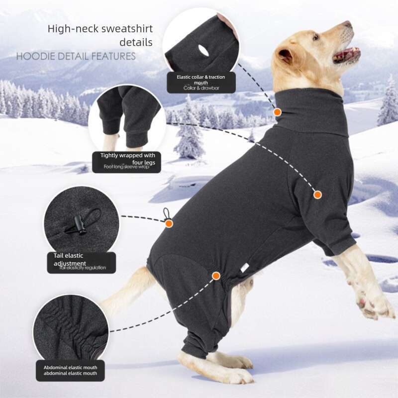 Famous brand cross-border new pet clothing, big dog quadruped clothing, high neck warm and cold resistant winter big dog clothing pupakaIK