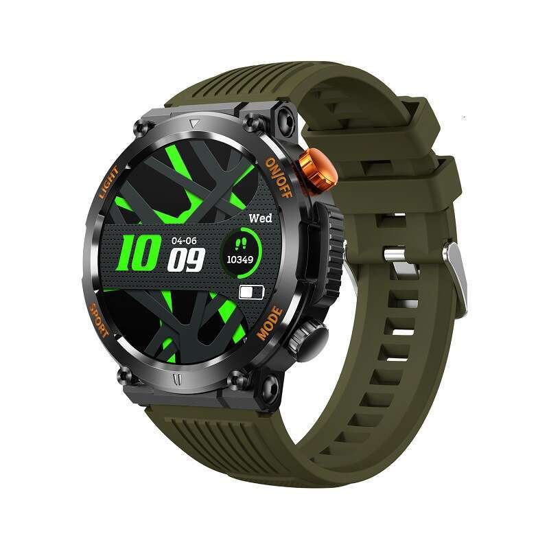 Rugged Outdoor Smart Watch with Bluetooth Call Heart Rate Blood Oxygen Monitoring Three-Proof Sports Wristwatch for Hiking and Running