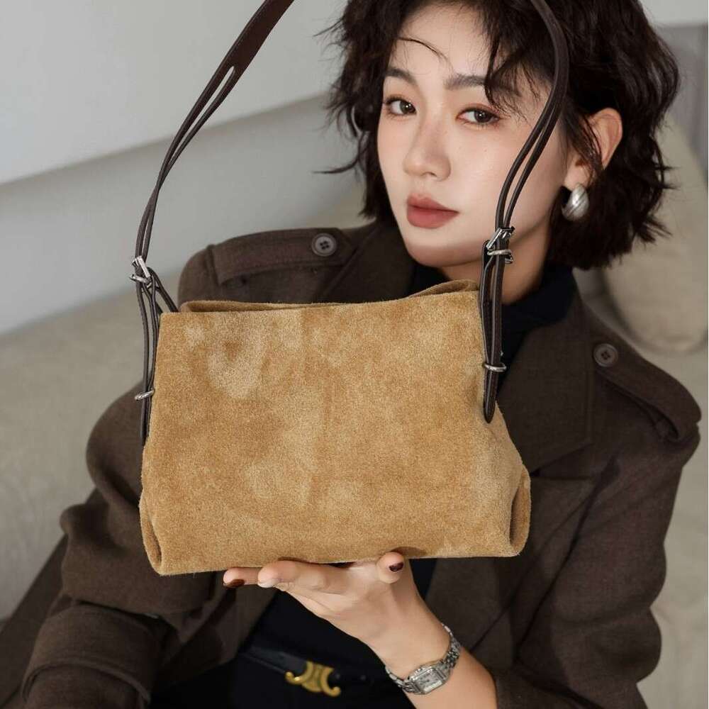 Luxury shoulder bag autumn and winter new item frosted suede armpit bag for women Korean version fashionable simple handbag large capacity crossbody b