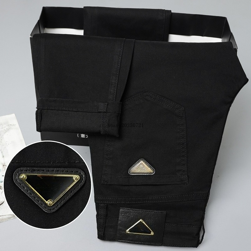 High end denim men's clothing brand slim fit and ankle length denim pants, versatile luxury designer jeans for all seasons, street motorcycle casual jeans