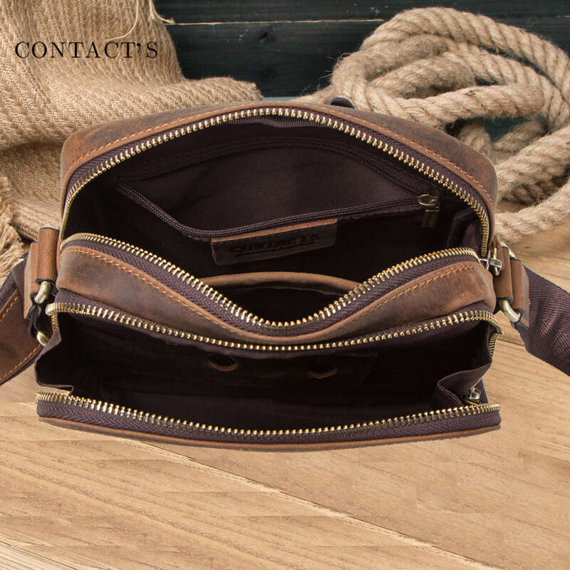Luxury Shoulder Bags Totes Black Angel Factory Direct Sale Retro Crazy Horse Genuine Leather Men S Crossbody Bag Cross Border Dropshipping SENYY