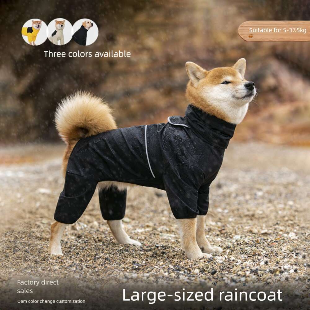 Famous brand Cross border pet jacket four legged full cover dog clothing waterproof windproof for medium and large dogs belly covering pupakaIK