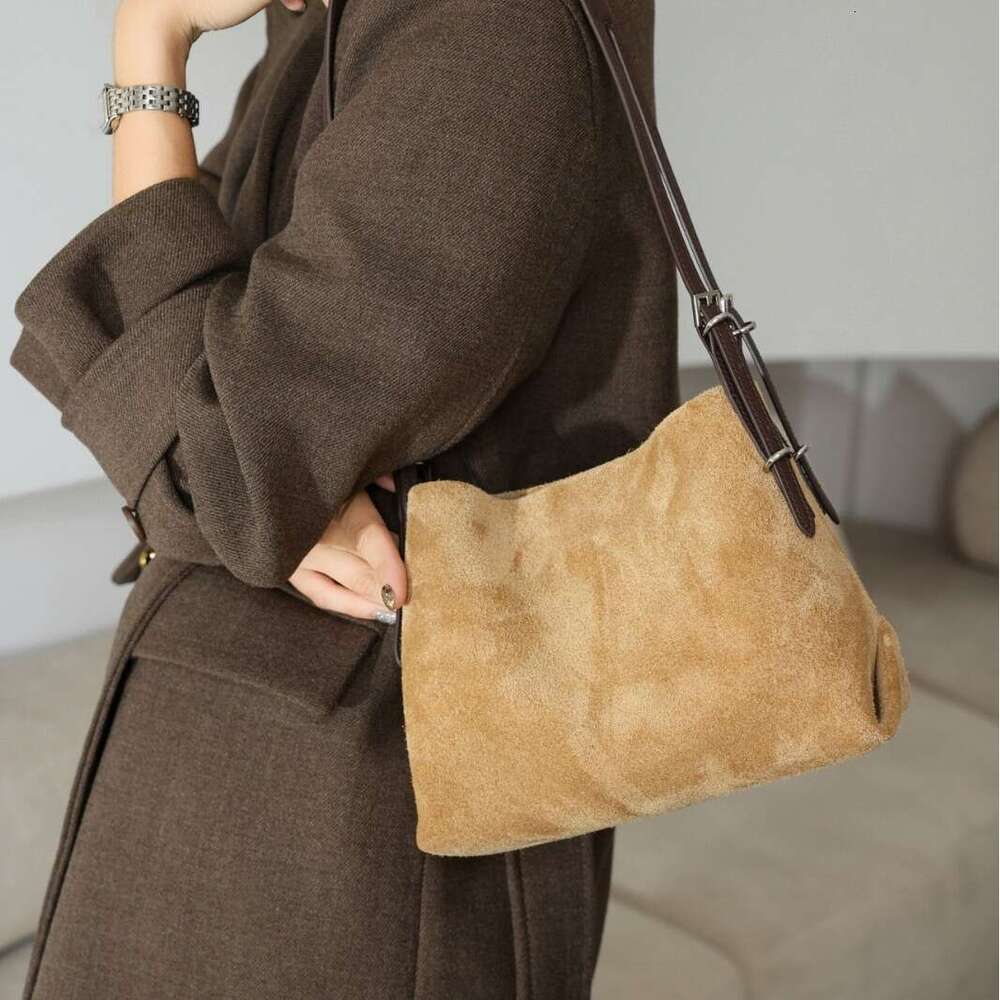 Luxury shoulder bag autumn and winter new item frosted suede armpit bag for women Korean version fashionable simple handbag large capacity crossbody b