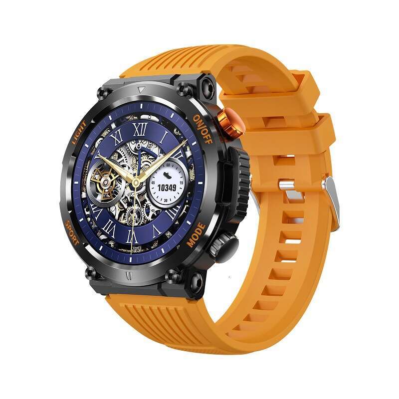 Rugged Outdoor Smart Watch with Bluetooth Call Heart Rate Blood Oxygen Monitoring Three-Proof Sports Wristwatch for Hiking and Running