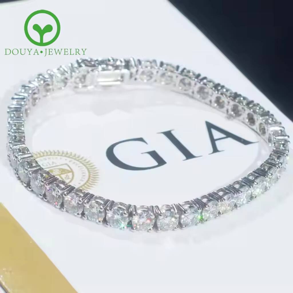 GIA IGI Certified Lab Grown Diamond Tennis Bracelet Chain 10K 14K 18K Gold Adjustable Vvs Lab Created Diamond Tennis Chain