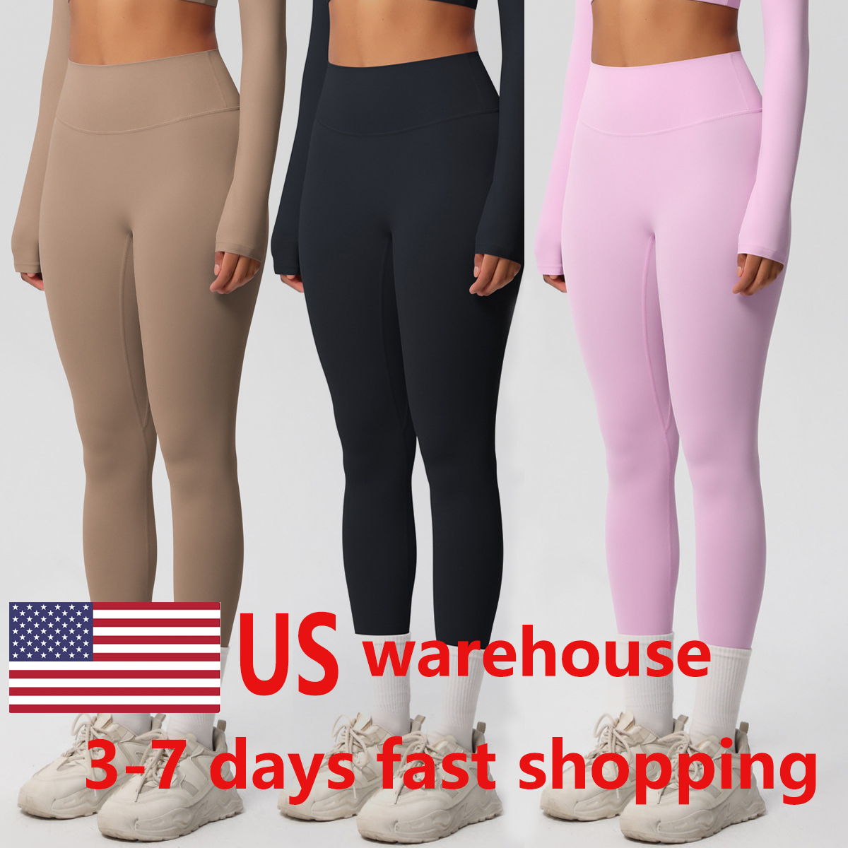 Women Leggings Tight solid color double-sided brushed high waist quick drying base fitness suit outdoor running sports yoga pants Top pants