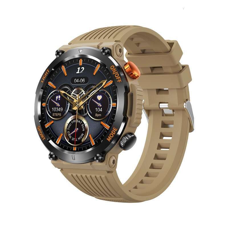 Rugged Outdoor Smart Watch with Bluetooth Call Heart Rate Blood Oxygen Monitoring Three-Proof Sports Wristwatch for Hiking and Running