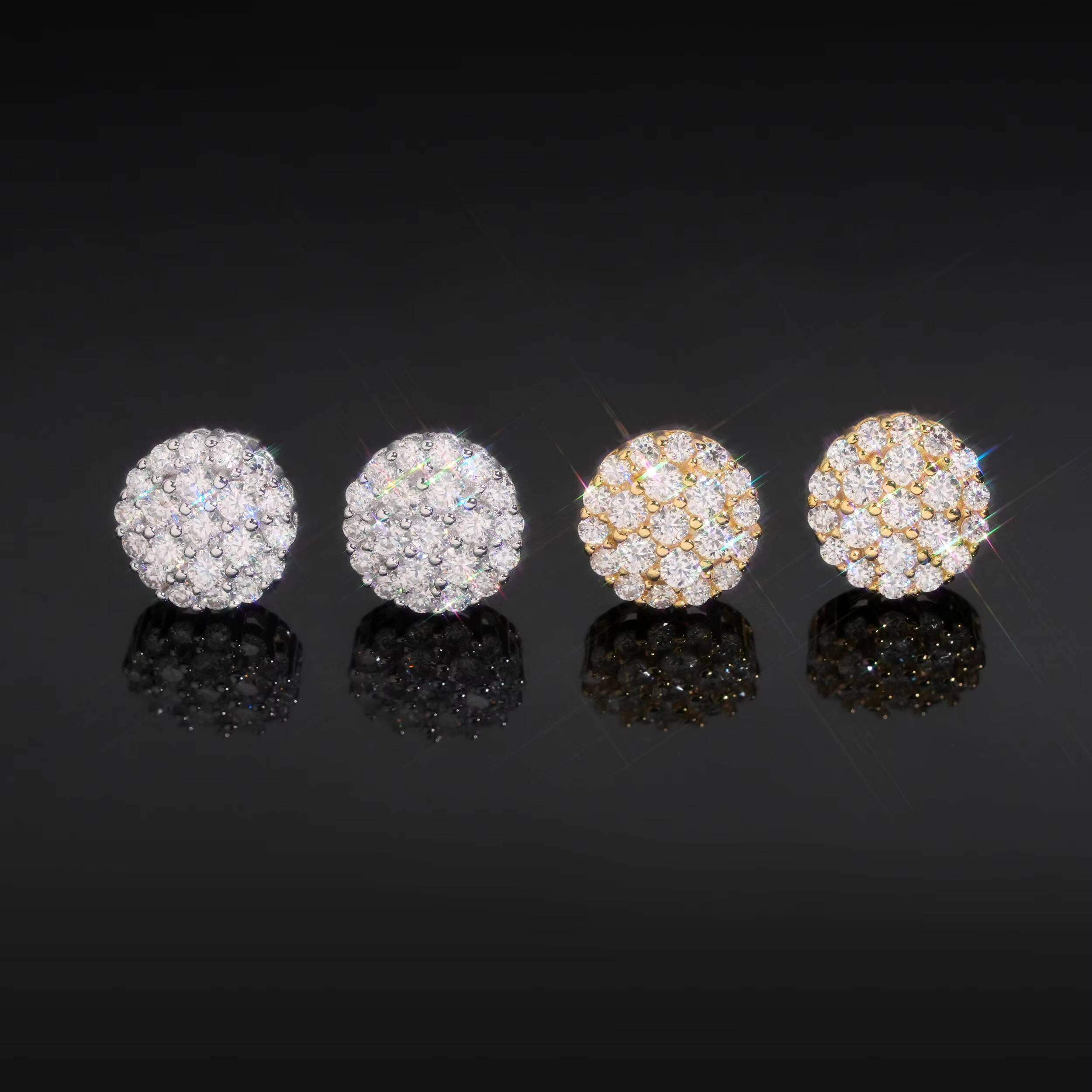 Bling Diamond Moissanite Stud Earrings 925 Silver Gold Plated Round Brilliant Cut D VVS Moissanite Jewelry Earrings Women Men