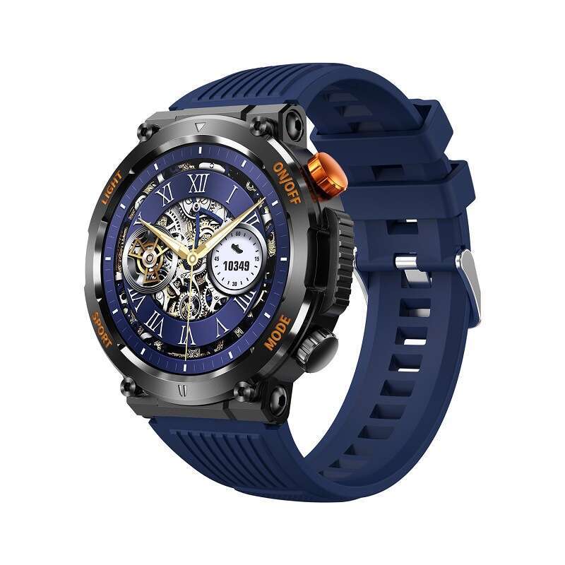 Rugged Outdoor Smart Watch with Bluetooth Call Heart Rate Blood Oxygen Monitoring Three-Proof Sports Wristwatch for Hiking and Running