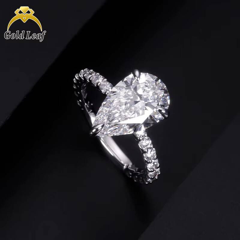 35CT Pear Cut Lab Diamonds Ring IGI Report Cvd HPHT Lab Grown Created Diamond Solid Gold Engagement Ring Jewelry Women