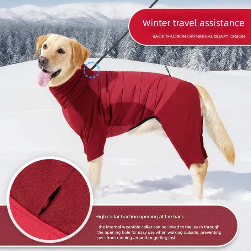 Famous brand Cross Border New Winter Windproof Waterproof Thickened Cotton Coat Four Leg Full Coverage High Collar Adjustable Large Dog Clothes pupaka