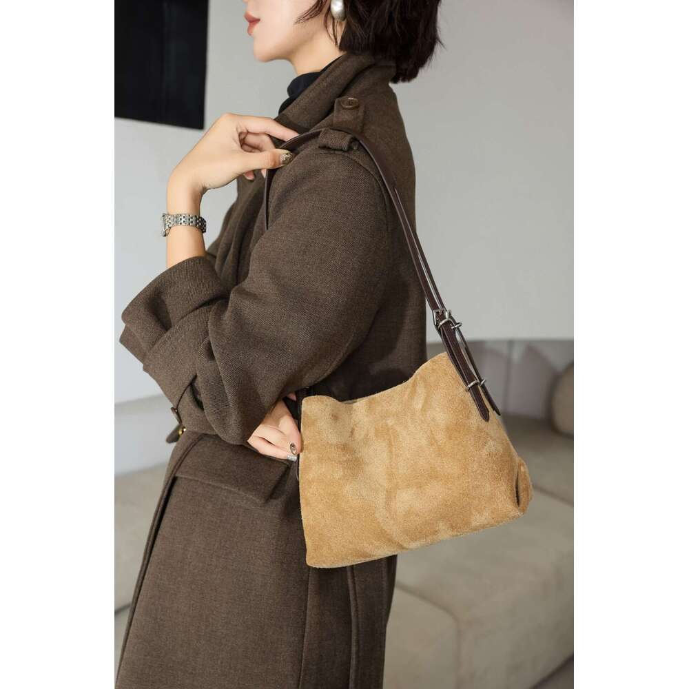Luxury shoulder bag autumn and winter new item frosted suede armpit bag for women Korean version fashionable simple handbag large capacity crossbody b