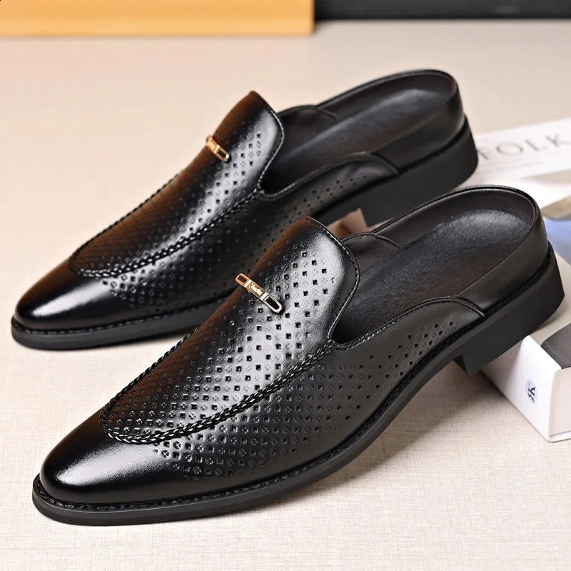 half shoes dress mules for man loafers shoe suit formal slippers for man casual business man slippers outdoor mules homme 260202
