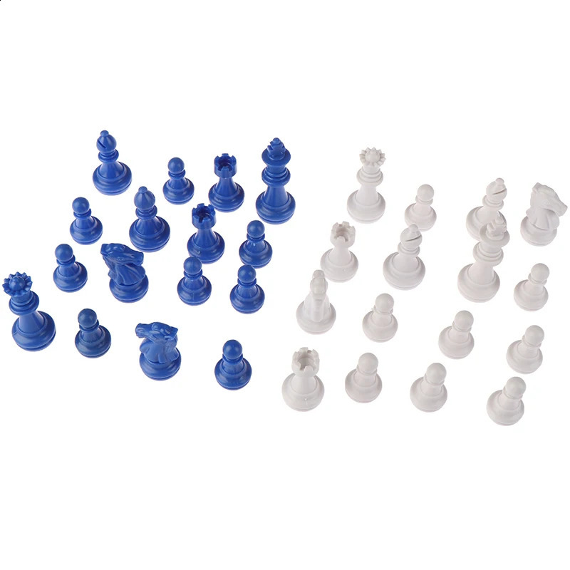 32PCSSet Chess Set Plastic Ps Material Blue And White Medieval Games For Adults Travel Pieces Kids Toys 260202